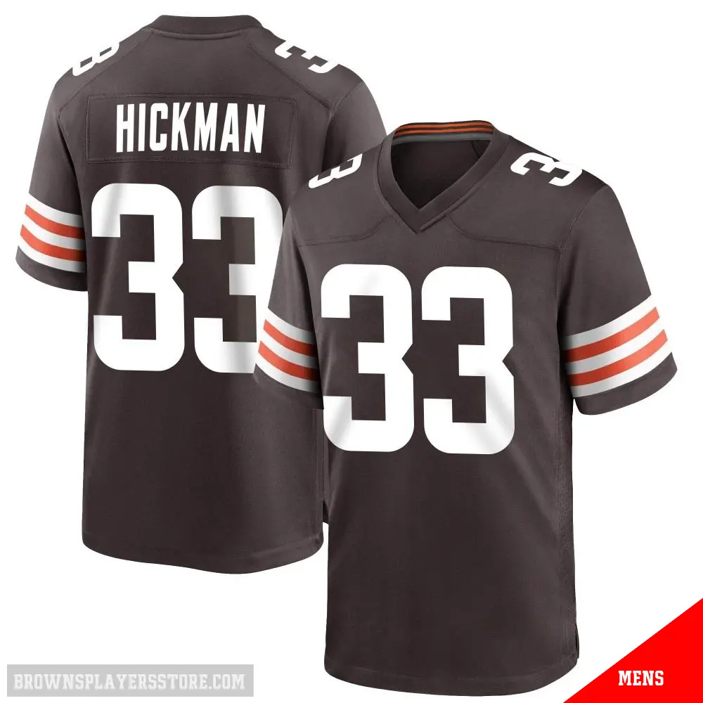 ＃33 Men's Ronnie Hickman Brown Game Cleveland Browns Team Color Jersey