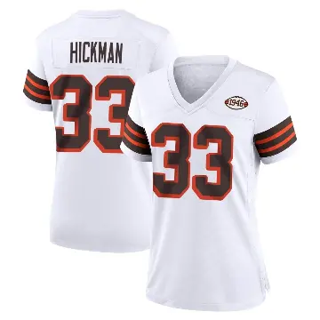 ＃33 Women's Ronnie Hickman White Game Cleveland Browns 1946 Collection Alternate Jersey