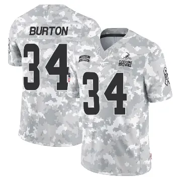 ＃34 Men's Michael Burton Arctic Camo Limited Cleveland Browns 2024 Salute to Service Jersey