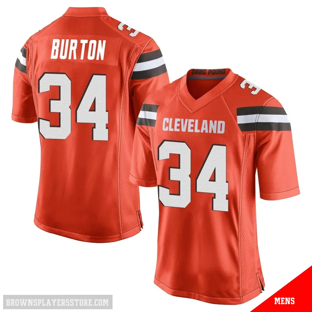 ＃34 Men's Michael Burton Orange Game Cleveland Browns Alternate Jersey