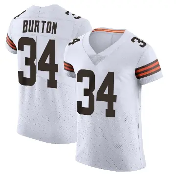 ＃34 Men's Michael Burton White Elite Cleveland Browns Vapor Jersey