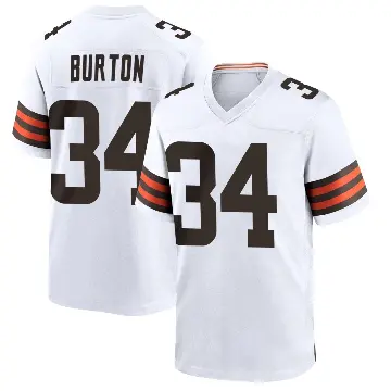 ＃34 Men's Michael Burton White Game Cleveland Browns Jersey