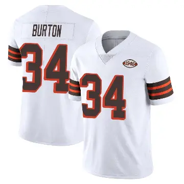 ＃34 Men's Michael Burton White Limited Cleveland Browns Vapor 1946 Collection Alternate Jersey
