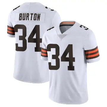 ＃34 Men's Michael Burton White Limited Cleveland Browns Vapor Untouchable Jersey