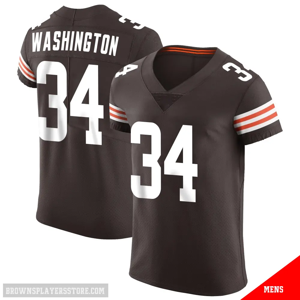 ＃34 Men's Zion Washington Brown Elite Cleveland Browns Vapor Jersey