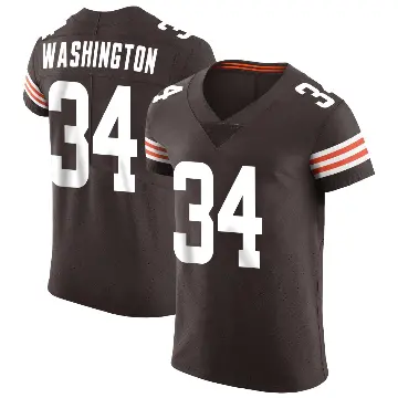 ＃34 Men's Zion Washington Brown Elite Cleveland Browns Vapor Jersey