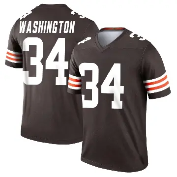 ＃34 Men's Zion Washington Brown Legend Cleveland Browns Jersey