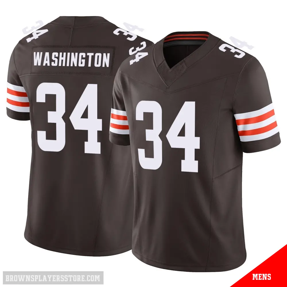 ＃34 Men's Zion Washington Brown Limited Cleveland Browns Vapor F.U.S.E. Jersey