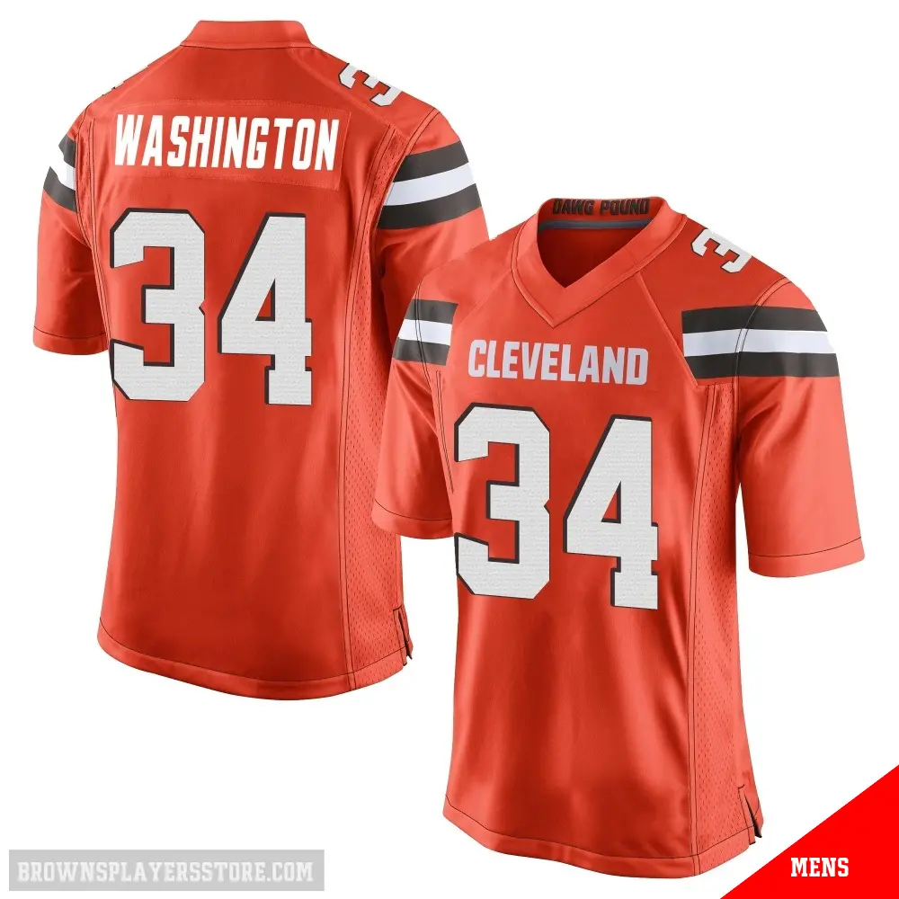 ＃34 Men's Zion Washington Orange Game Cleveland Browns Alternate Jersey