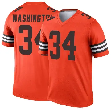 ＃34 Men's Zion Washington Orange Legend Cleveland Browns Inverted Jersey