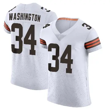 ＃34 Men's Zion Washington White Elite Cleveland Browns Vapor Jersey