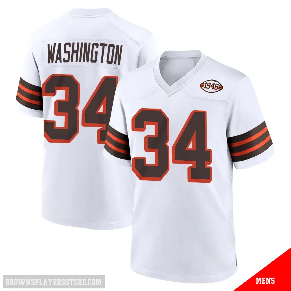 ＃34 Men's Zion Washington White Game Cleveland Browns 1946 Collection Alternate Jersey