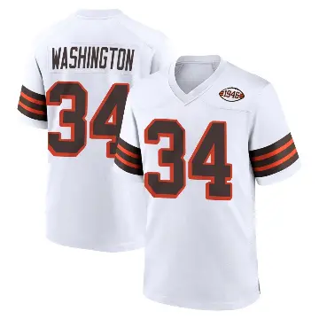 ＃34 Men's Zion Washington White Game Cleveland Browns 1946 Collection Alternate Jersey