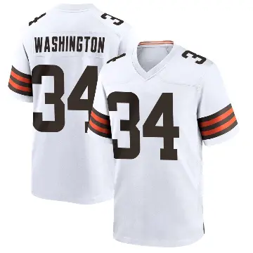 ＃34 Men's Zion Washington White Game Cleveland Browns Jersey