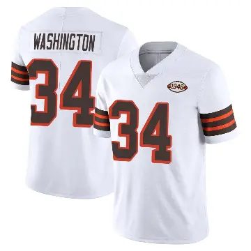 ＃34 Men's Zion Washington White Limited Cleveland Browns Vapor 1946 Collection Alternate Jersey