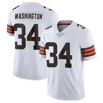 ＃34 Men's Zion Washington White Limited Cleveland Browns Vapor Untouchable Jersey