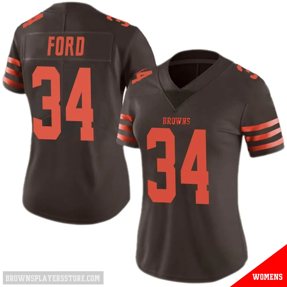 ＃34 Women's Jerome Ford Brown Limited Cleveland Browns Color Rush Jersey
