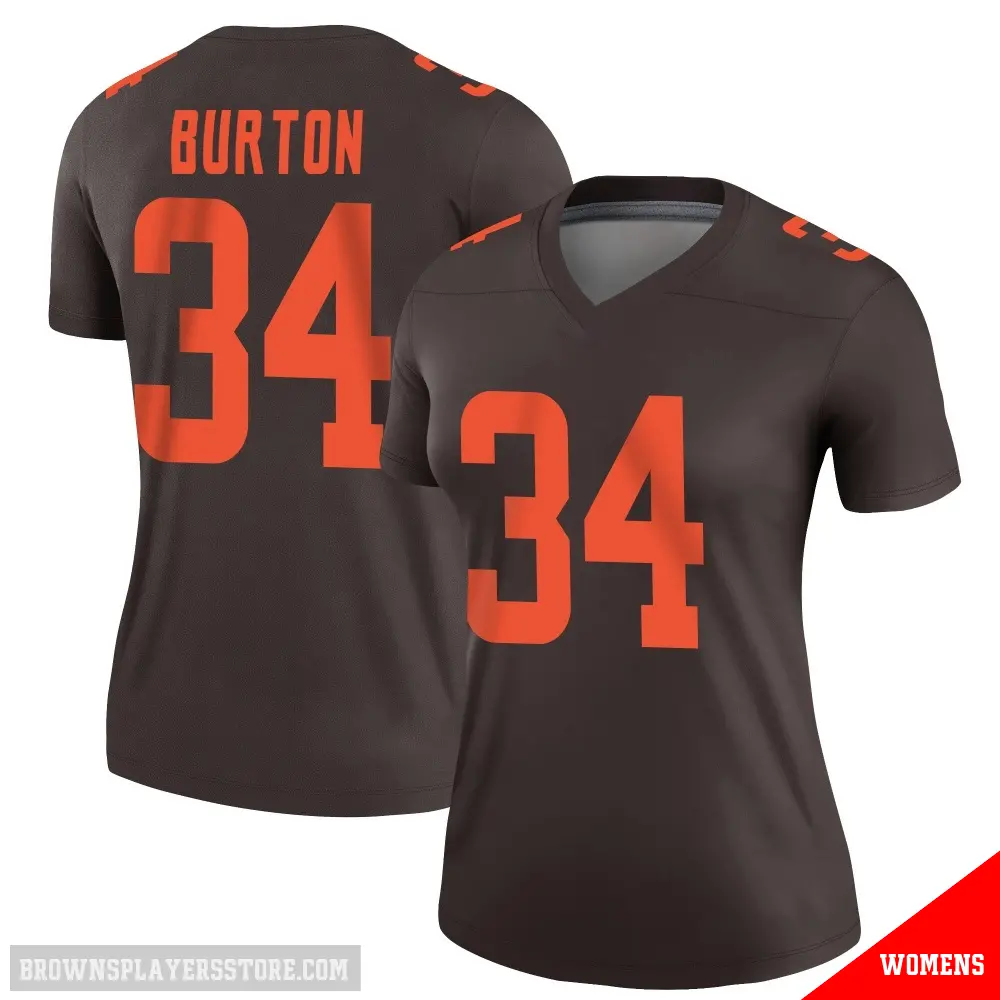 ＃34 Women's Michael Burton Brown Legend Cleveland Browns Alternate Jersey