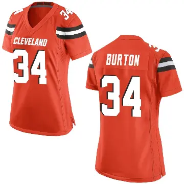 ＃34 Women's Michael Burton Orange Game Cleveland Browns Alternate Jersey