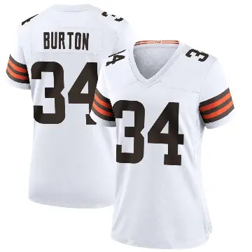 ＃34 Women's Michael Burton White Game Cleveland Browns Jersey