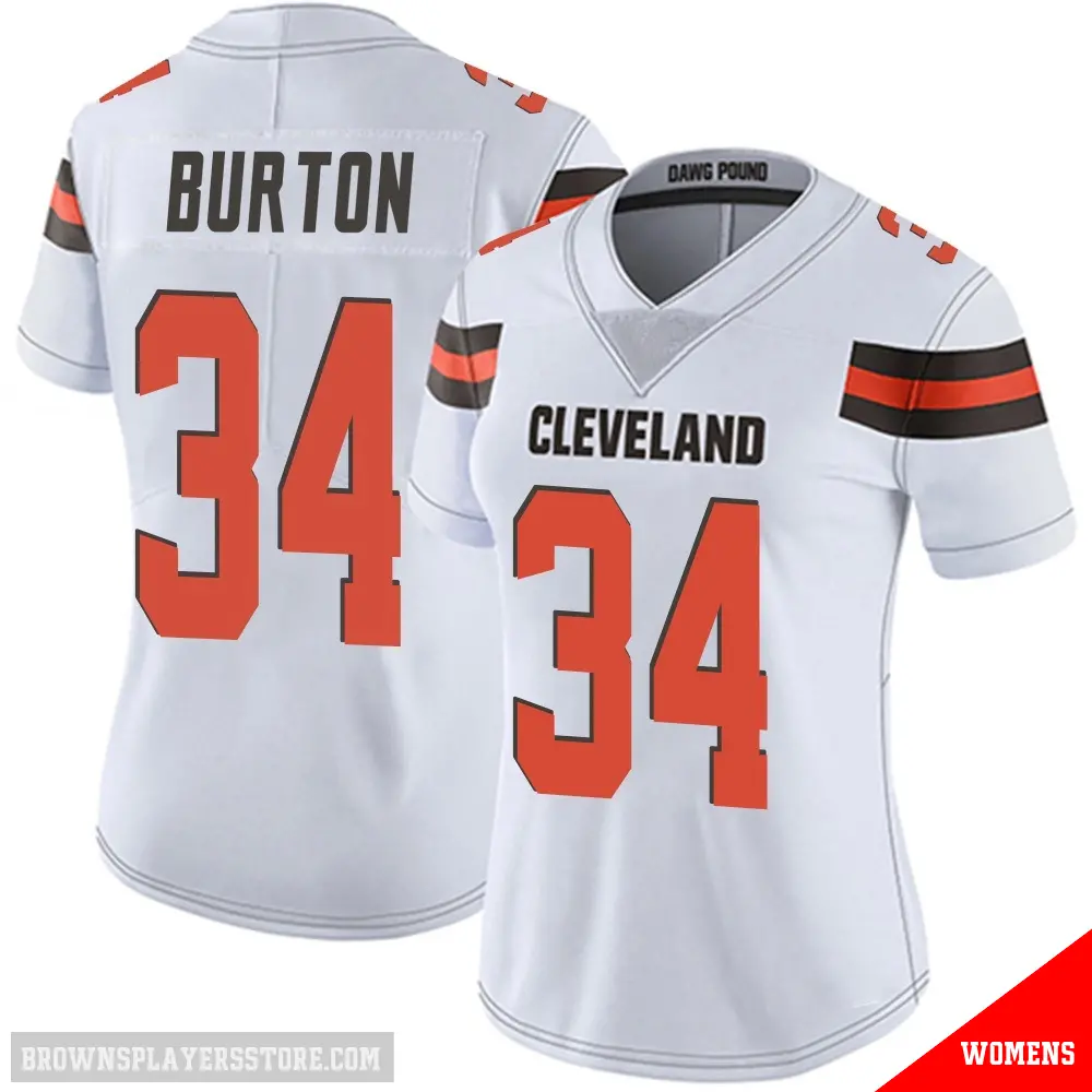 ＃34 Women's Michael Burton White Limited Cleveland Browns Vapor Untouchable Jersey