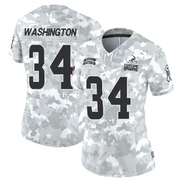 ＃34 Women's Zion Washington Arctic Camo Limited Cleveland Browns 2024 Salute to Service Jersey