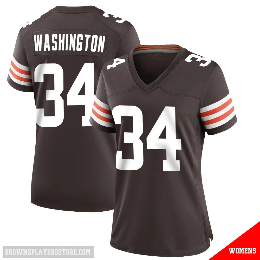＃34 Women's Zion Washington Brown Game Cleveland Browns Team Color Jersey