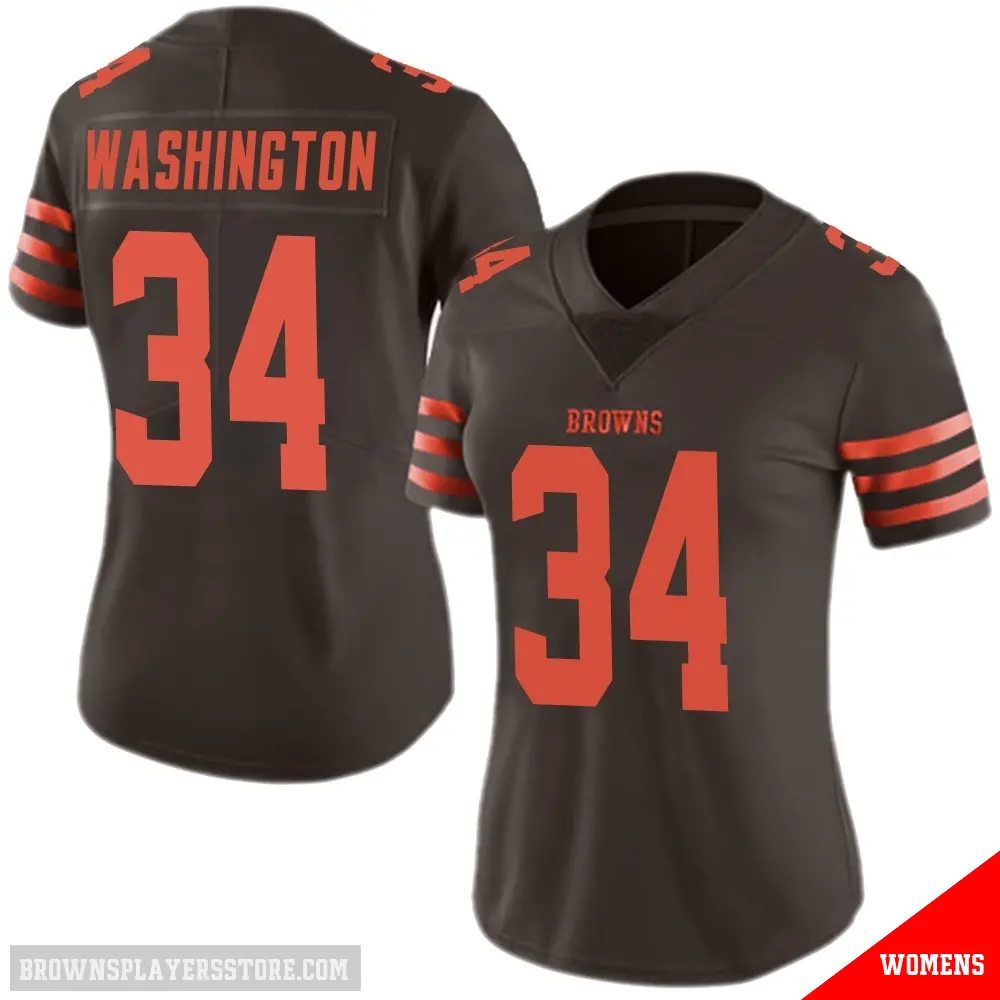＃34 Women's Zion Washington Brown Limited Cleveland Browns Color Rush Jersey