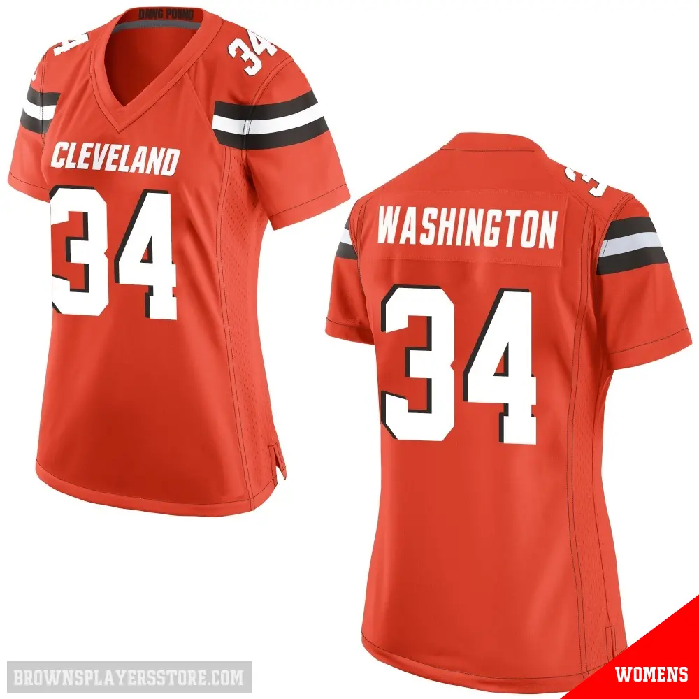 ＃34 Women's Zion Washington Orange Game Cleveland Browns Alternate Jersey