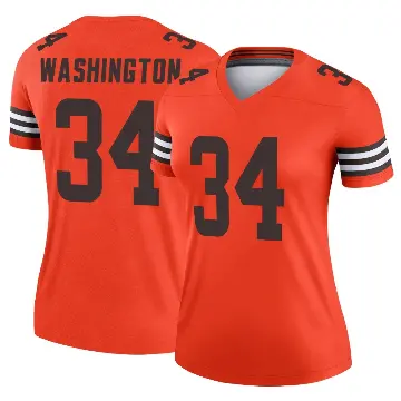 ＃34 Women's Zion Washington Orange Legend Cleveland Browns Inverted Jersey