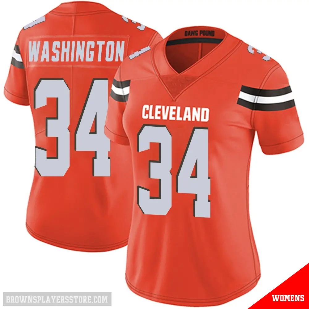 ＃34 Women's Zion Washington Orange Limited Cleveland Browns Alternate Vapor Untouchable Jersey