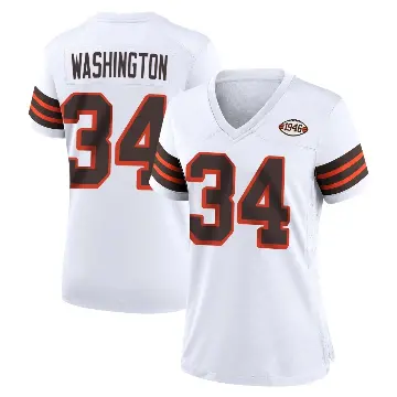 ＃34 Women's Zion Washington White Game Cleveland Browns 1946 Collection Alternate Jersey