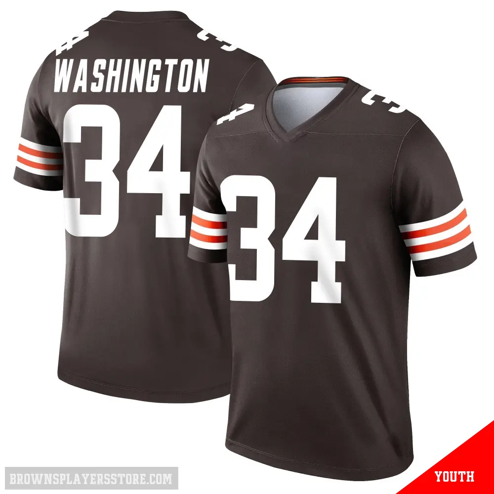 ＃34 Youth Zion Washington Brown Legend Cleveland Browns Jersey