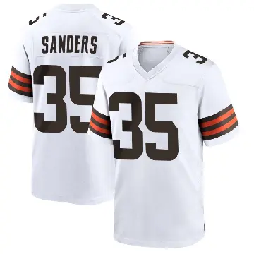 ＃35 Men's Raheim Sanders White Game Cleveland Browns Jersey