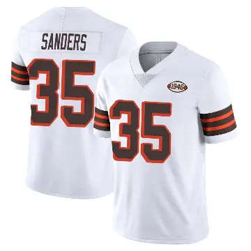 ＃35 Men's Raheim Sanders White Limited Cleveland Browns Vapor 1946 Collection Alternate Jersey