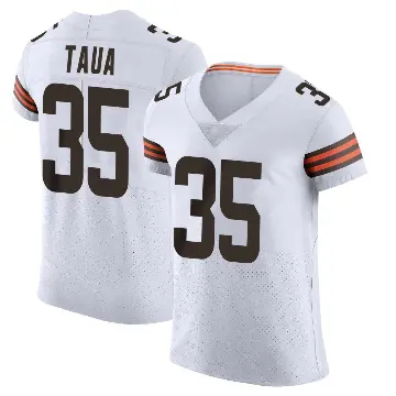 ＃35 Men's Toa Taua White Elite Cleveland Browns Vapor Jersey