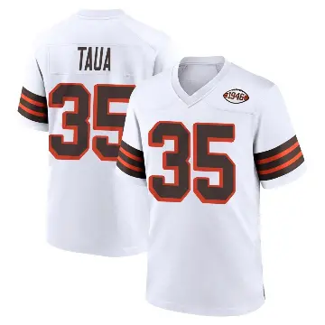 ＃35 Men's Toa Taua White Game Cleveland Browns 1946 Collection Alternate Jersey