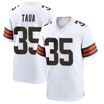 ＃35 Men's Toa Taua White Game Cleveland Browns Jersey