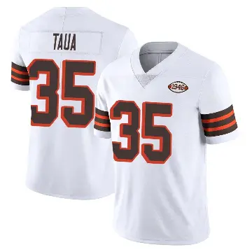 ＃35 Men's Toa Taua White Limited Cleveland Browns Vapor 1946 Collection Alternate Jersey