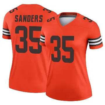 ＃35 Women's Raheim Sanders Orange Legend Cleveland Browns Inverted Jersey
