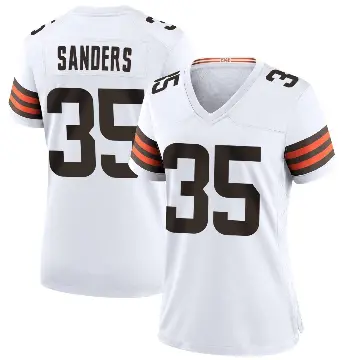 ＃35 Women's Raheim Sanders White Game Cleveland Browns Jersey