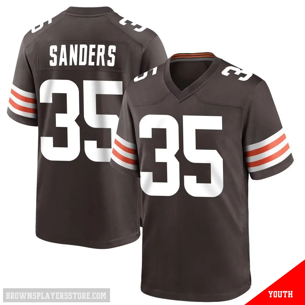 ＃35 Youth Raheim Sanders Brown Game Cleveland Browns Team Color Jersey
