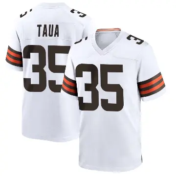 ＃35 Youth Toa Taua White Game Cleveland Browns Jersey