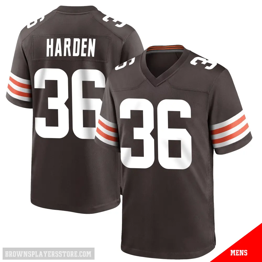 ＃36 Men's T.J. Harden Brown Game Cleveland Browns Team Color Jersey