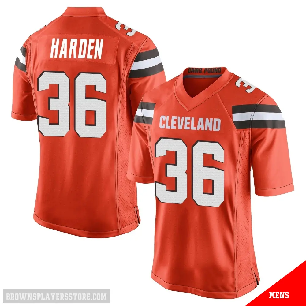 ＃36 Men's T.J. Harden Orange Game Cleveland Browns Alternate Jersey