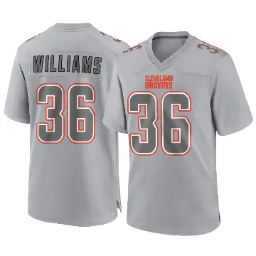 ＃36 Men's Trayveon Williams Gray Game Cleveland Browns Atmosphere Fashion Jersey