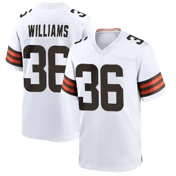 ＃36 Men's Trayveon Williams White Game Cleveland Browns Jersey