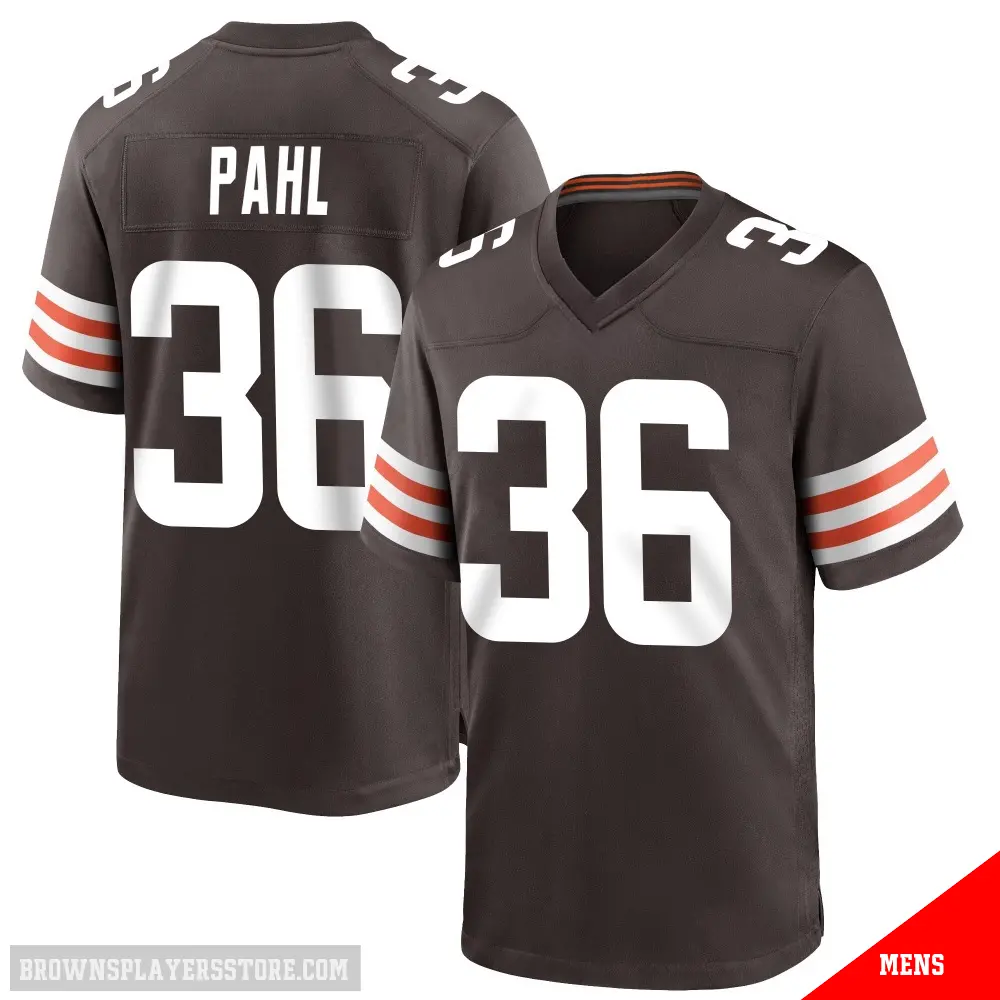 ＃36 Men's Wes Pahl Brown Game Cleveland Browns Team Color Jersey