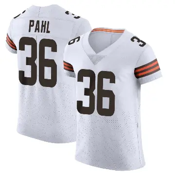 ＃36 Men's Wes Pahl White Elite Cleveland Browns Vapor Jersey