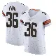 ＃36 Men's Wes Pahl White Elite Cleveland Browns Vapor Jersey